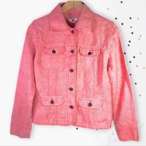 J. Jill 100%  Linen Peachy Coral Long Sleeve Crop Light Jacket